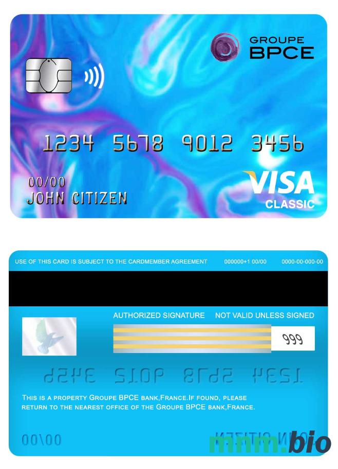 France Groupe BPCE bank visa klasyczny karta przykład w formacie PSD